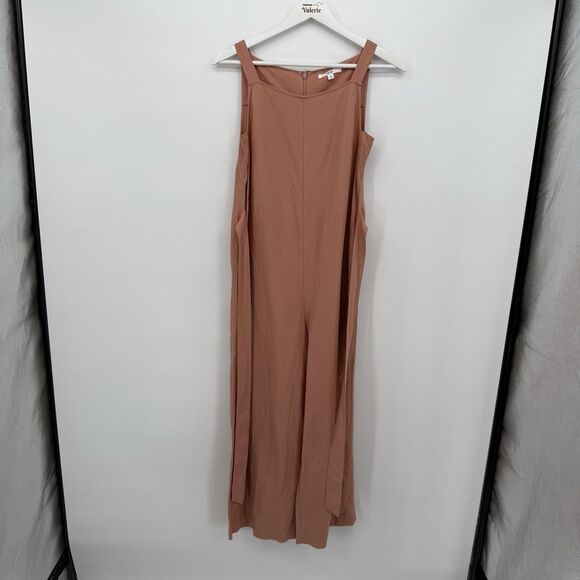 Uniqlo Orange Linen Blend One Piece Jumpsuit Cropped Womens Size XS Boho - Picture 1 of 13